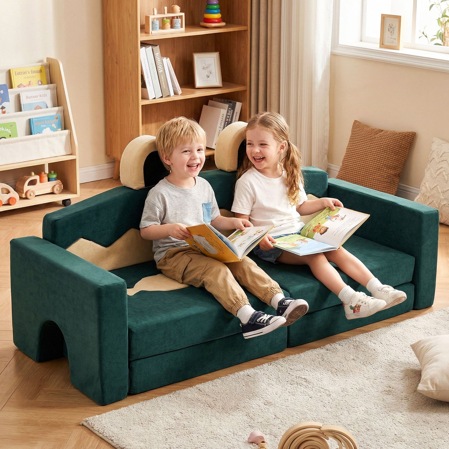 17-Piece Modular Kids Play Couch with Washable Cover