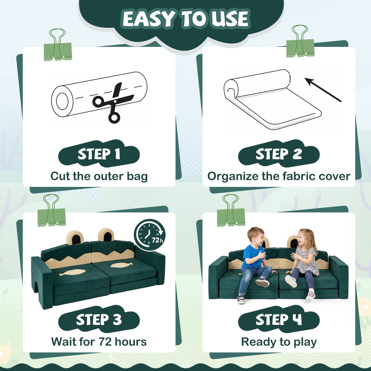 17-Piece Modular Kids Play Couch with Washable Cover