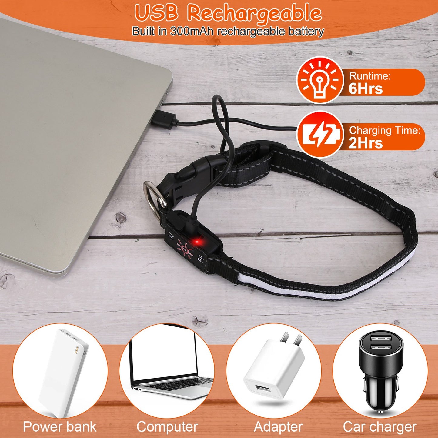 LED Dog Collar with 9 Light Colors - USB Rechargeable Waterproof