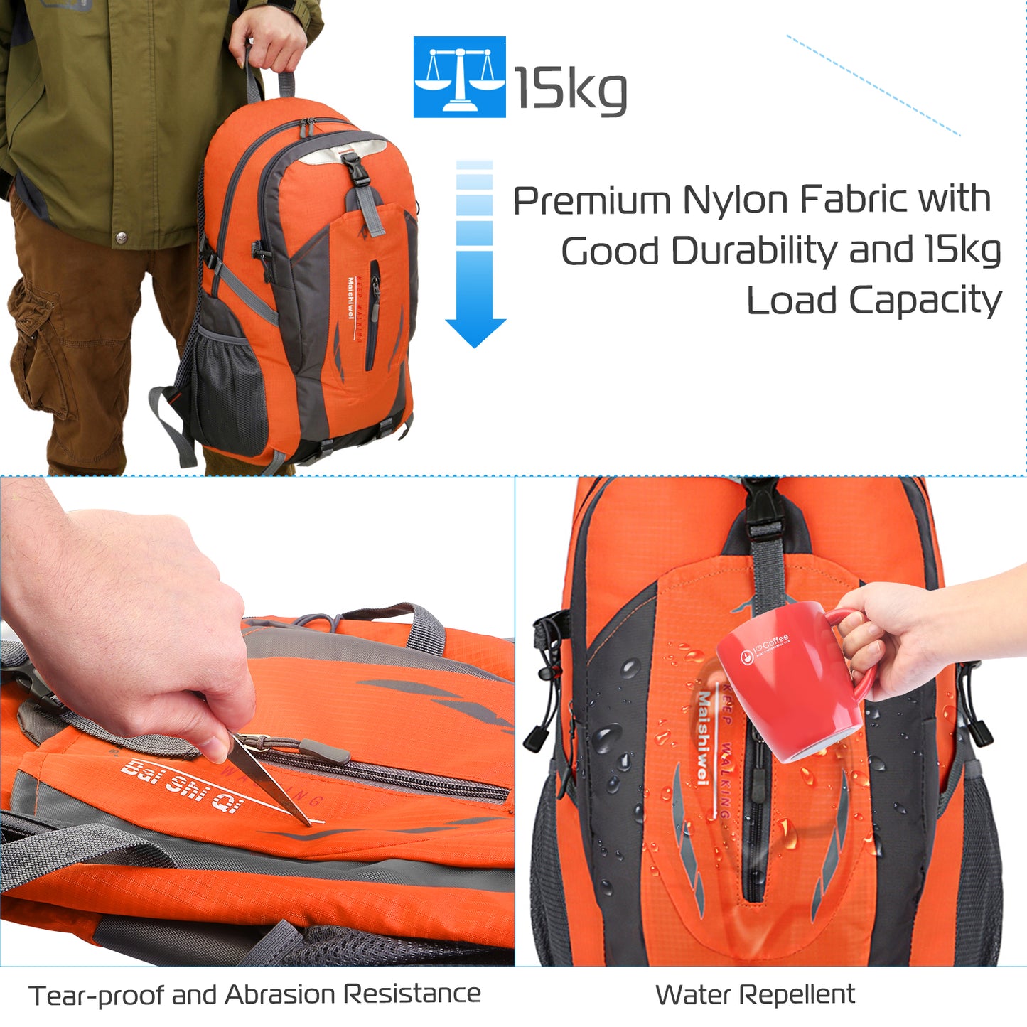 36L Waterproof Hiking Backpack with Ergonomic Design