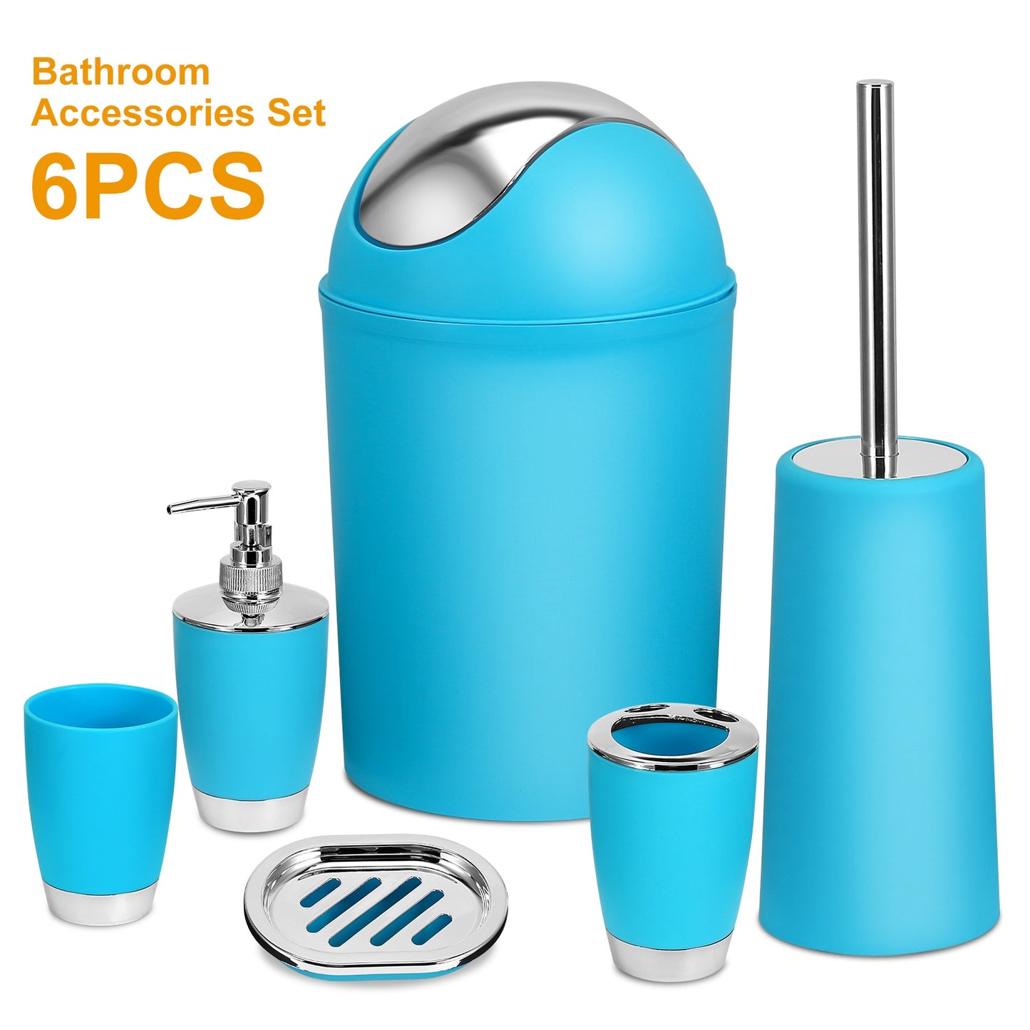 6-Piece Bathroom Accessories Set with Soap Dispenser & Brush