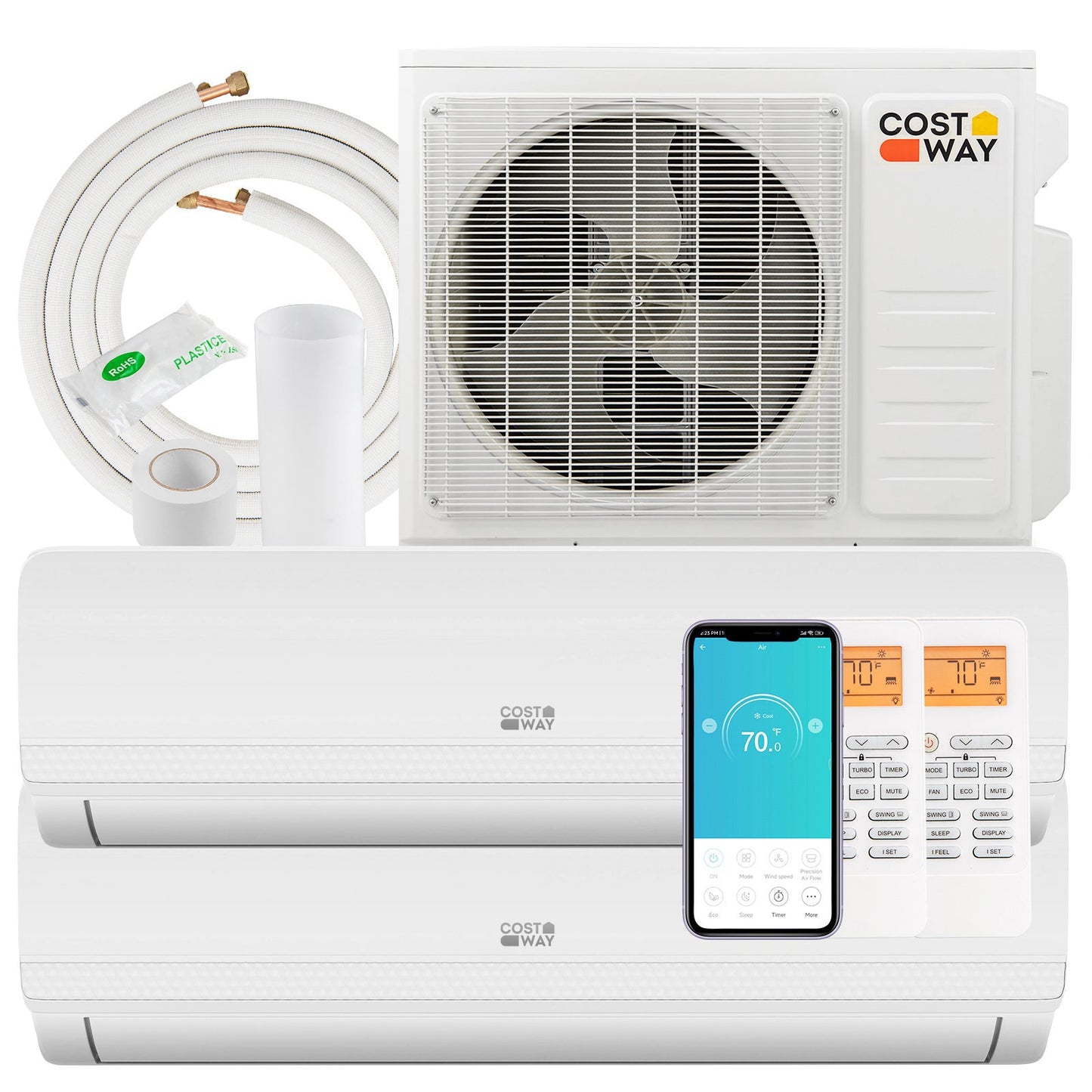 18000 BTU 2 Zone 20 SEER2 Mini Split AC with Heat Pump