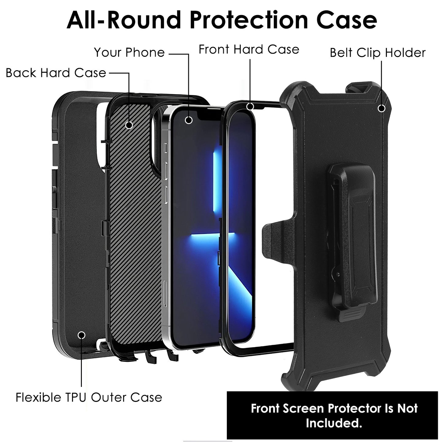 Heavy Duty Phone Case with Belt Clip for iPhone 12-14 Series