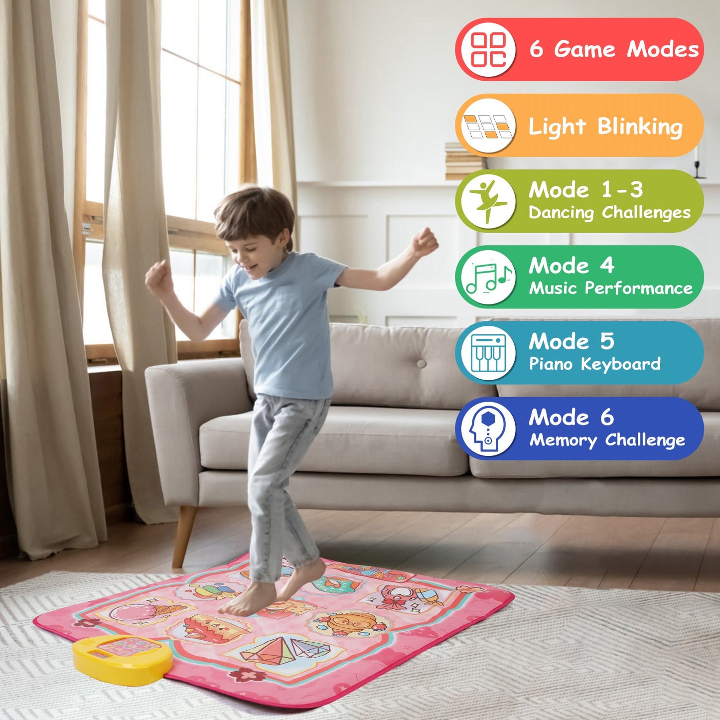 Electronic Music Dance Mat for Kids with 6 Game Modes