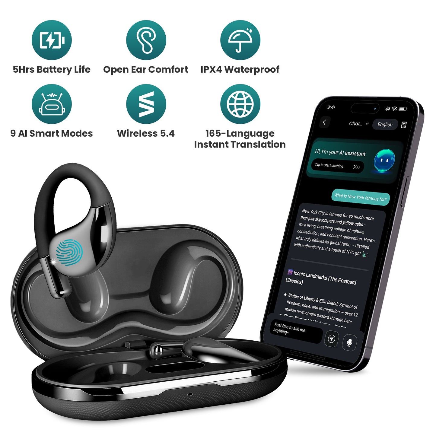 AI Translation Earbuds with 165 Languages & Real-Time Voice