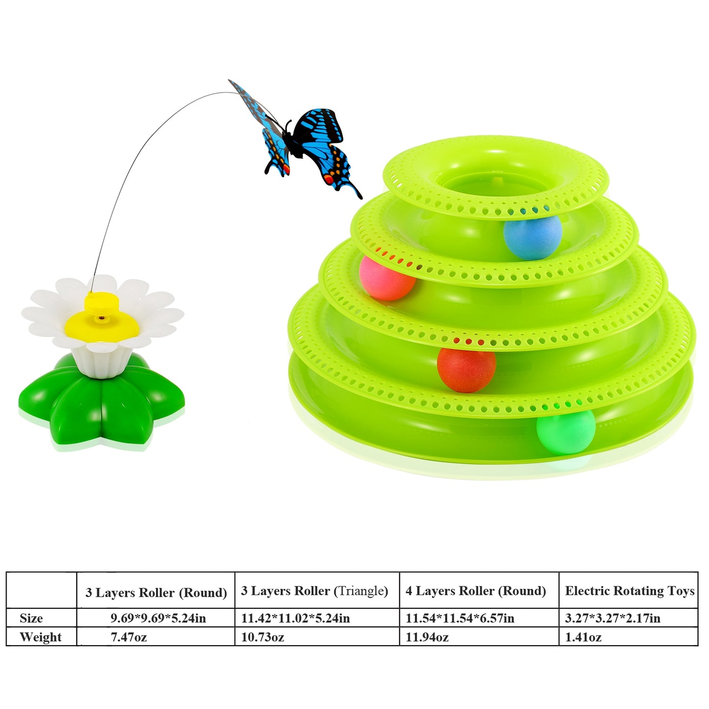 Cat Track Tower Toy 4-Layer Interactive Ball Chase Game