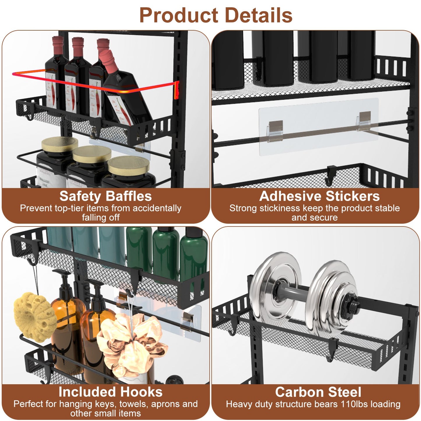 Over The Door Organizer 6-Tier Pantry Rack with 110lb Capacity