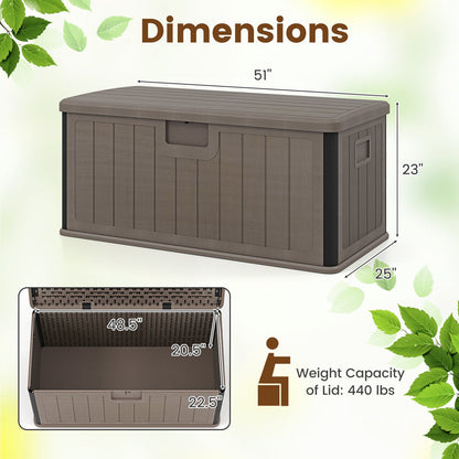 100 Gallon Large Deck Box with Lockable Lid for Patio