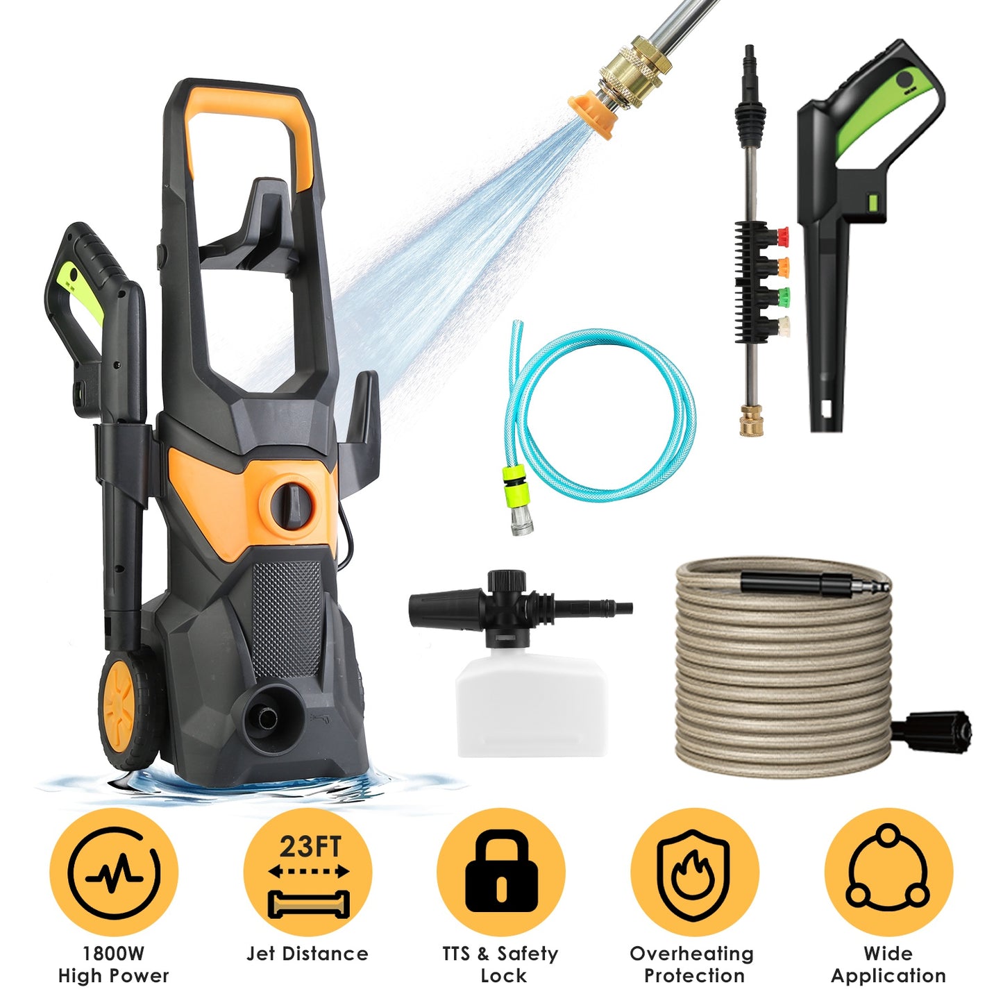 Electric Pressure Washer 4200PSI 1.85GPM with Foam Cannon