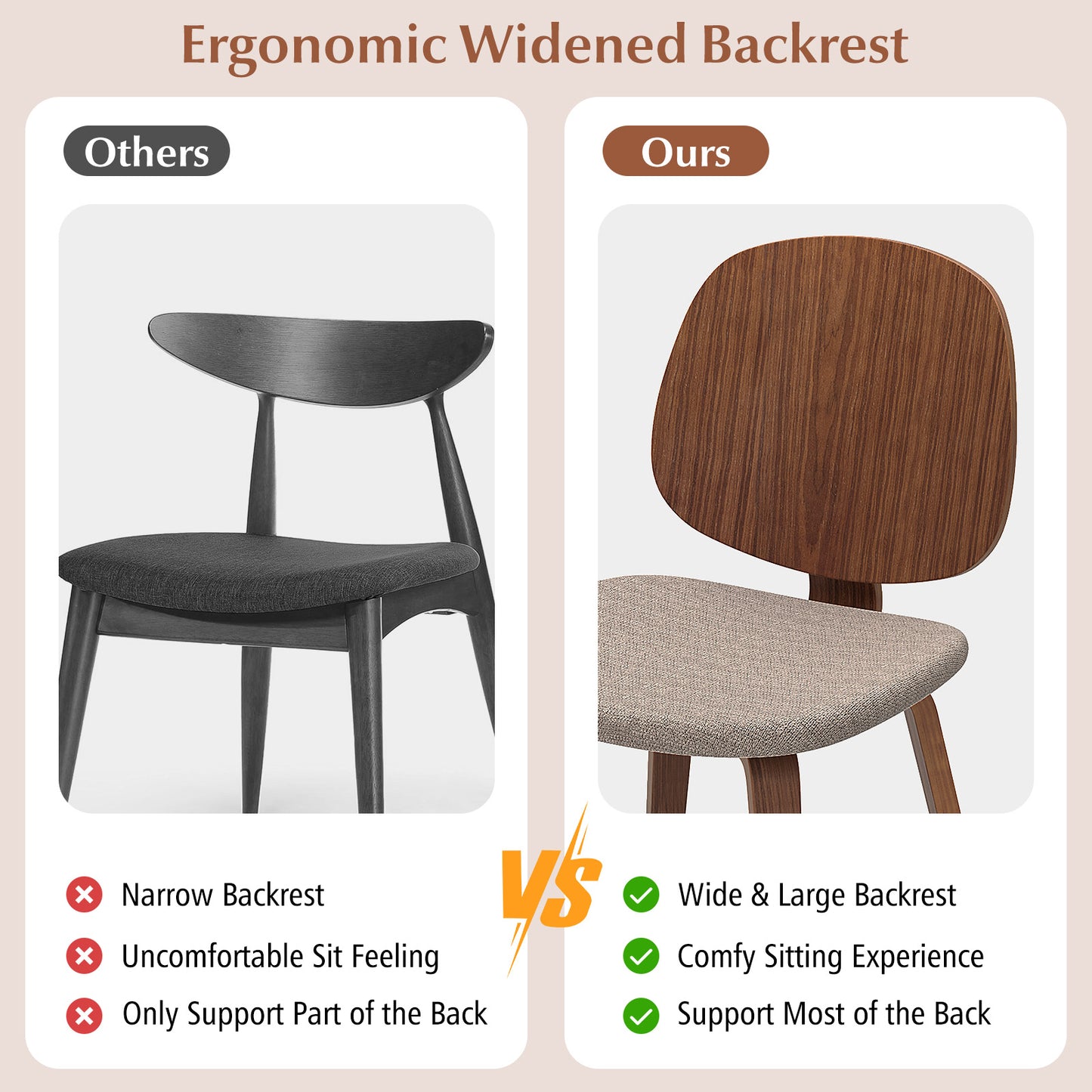 Bentwood Dining Chairs Set of 2 with Padded Seats - Walnut