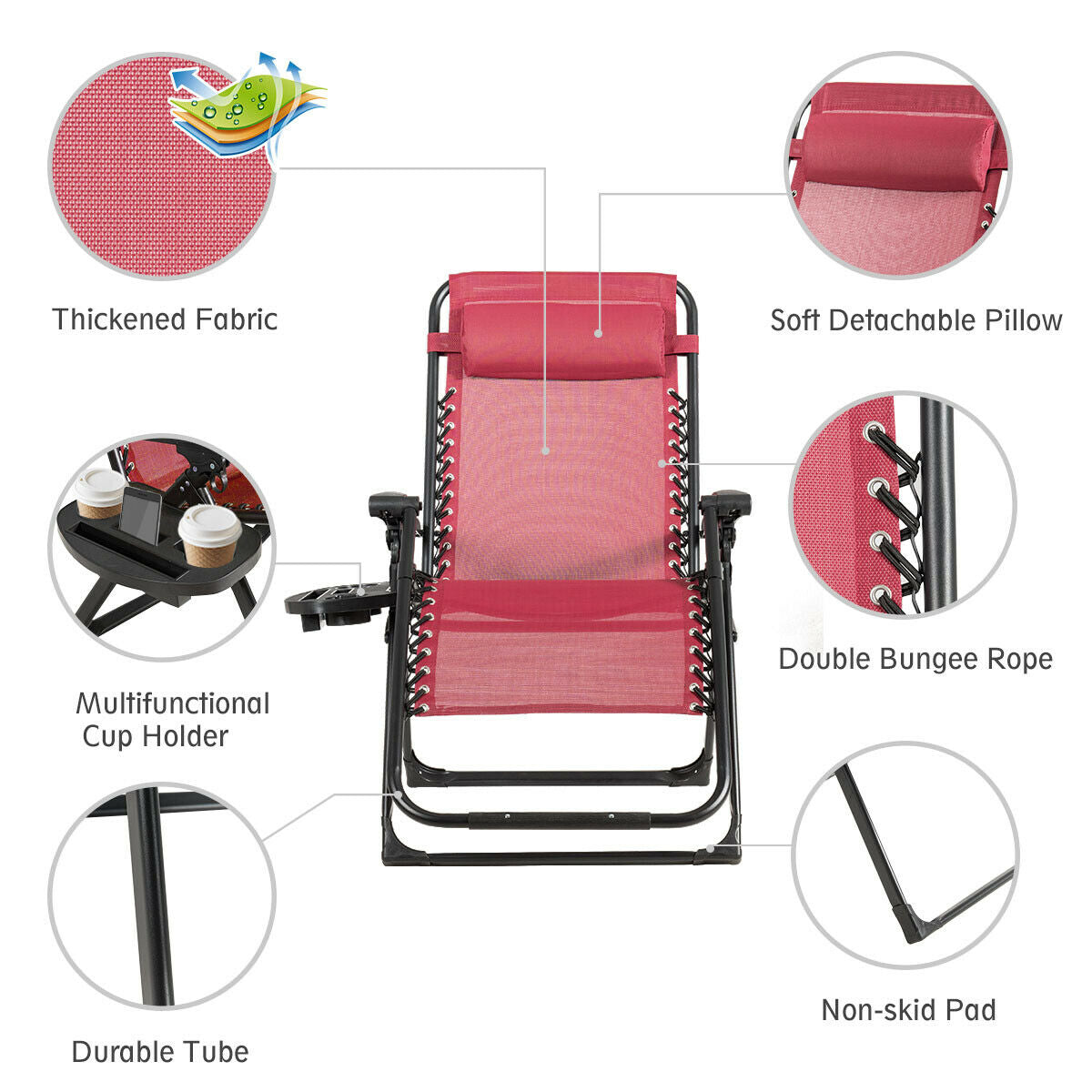 Oversized Zero Gravity Lounge Chair with Cup Holder - 500 lbs