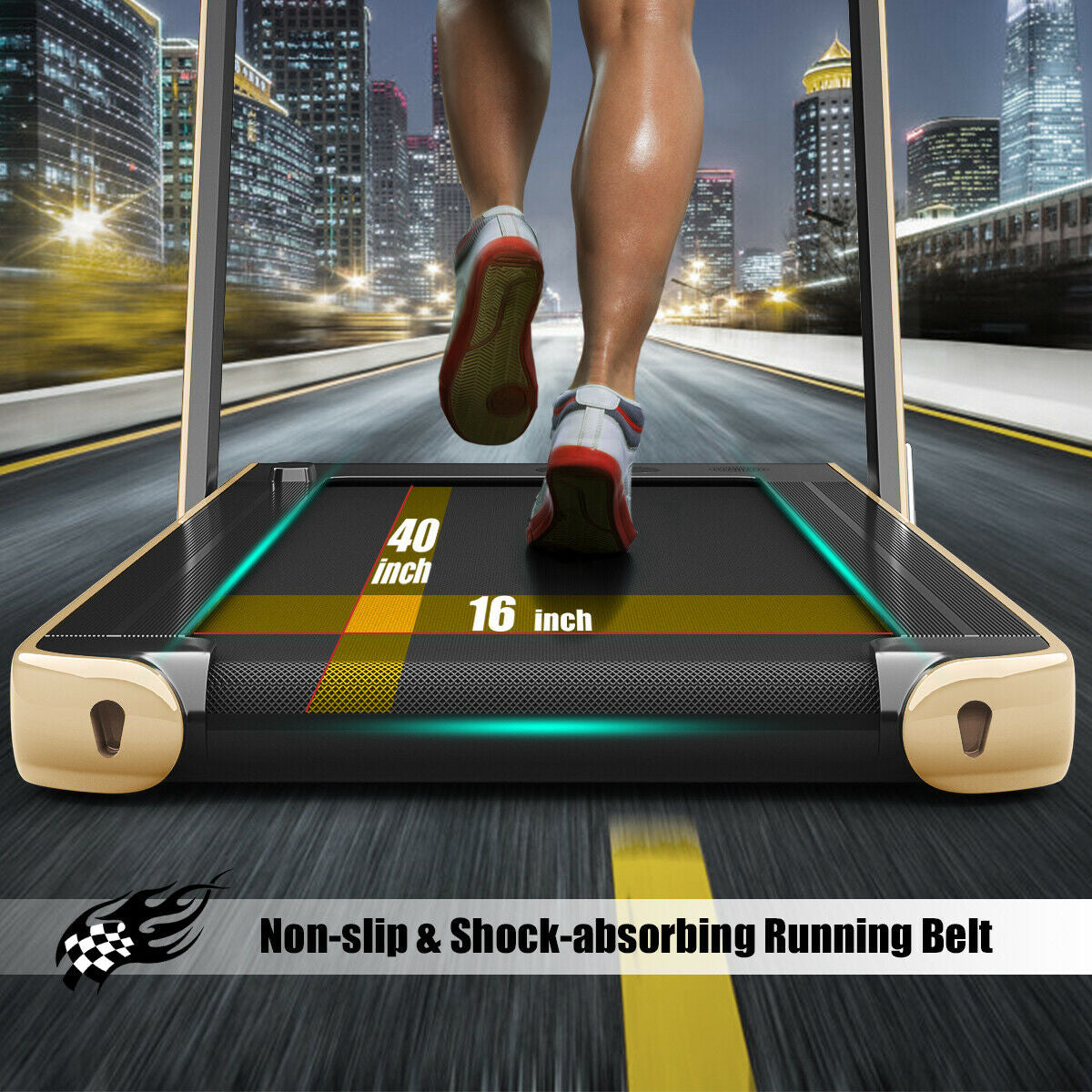 2-in-1 Folding Treadmill with Dual Display and Remote Control