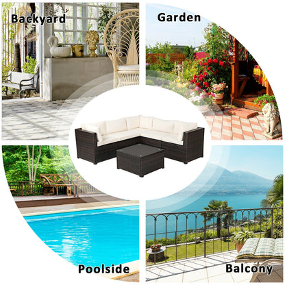 6 Pieces Patio Furniture Sofa Set with Cushions for Outdoor