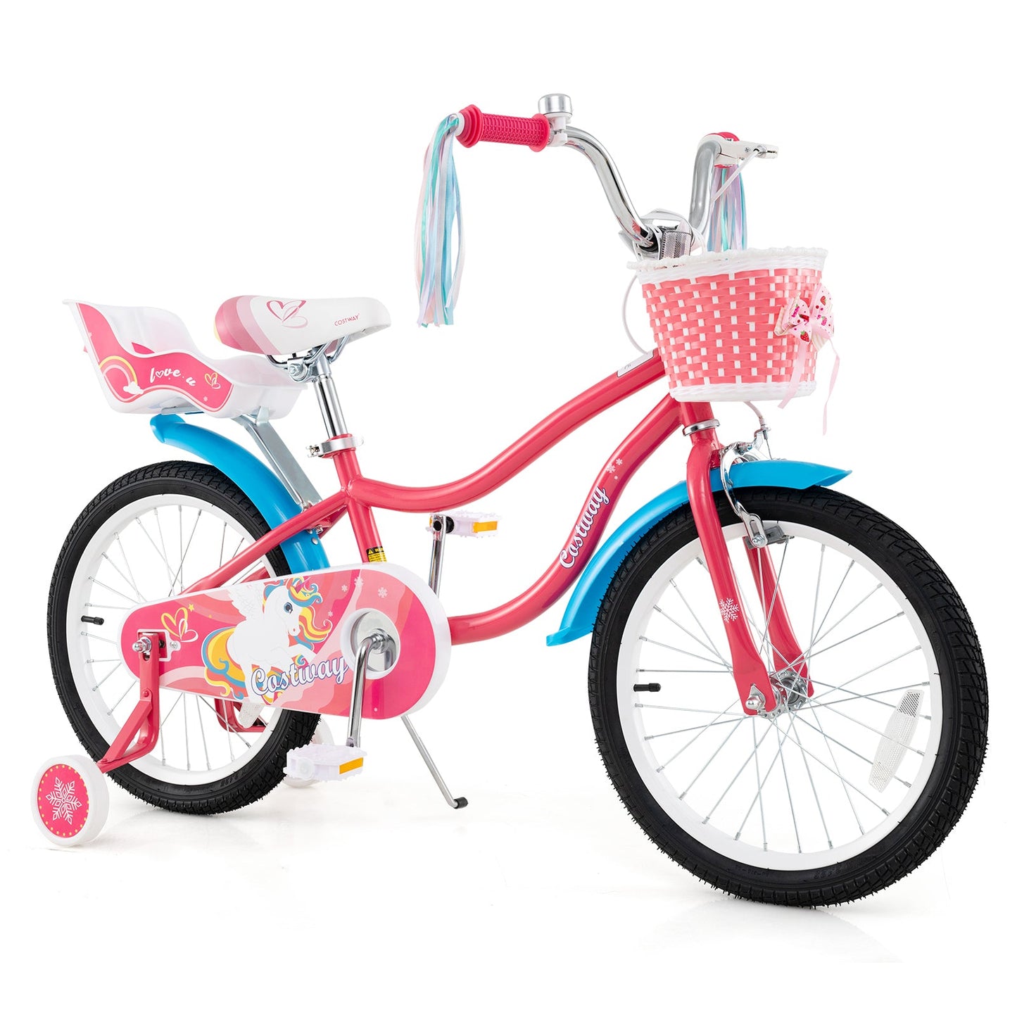 16 Inch Girls Bike for 4-7 Years Old Kids Bike with Doll Seat and Training Wheels