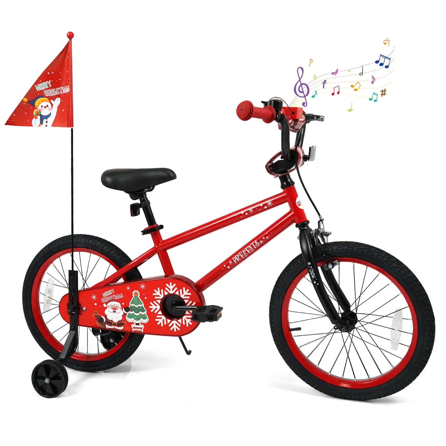 Kids Bike 12-18 Inch with Training Wheels & Christmas Music
