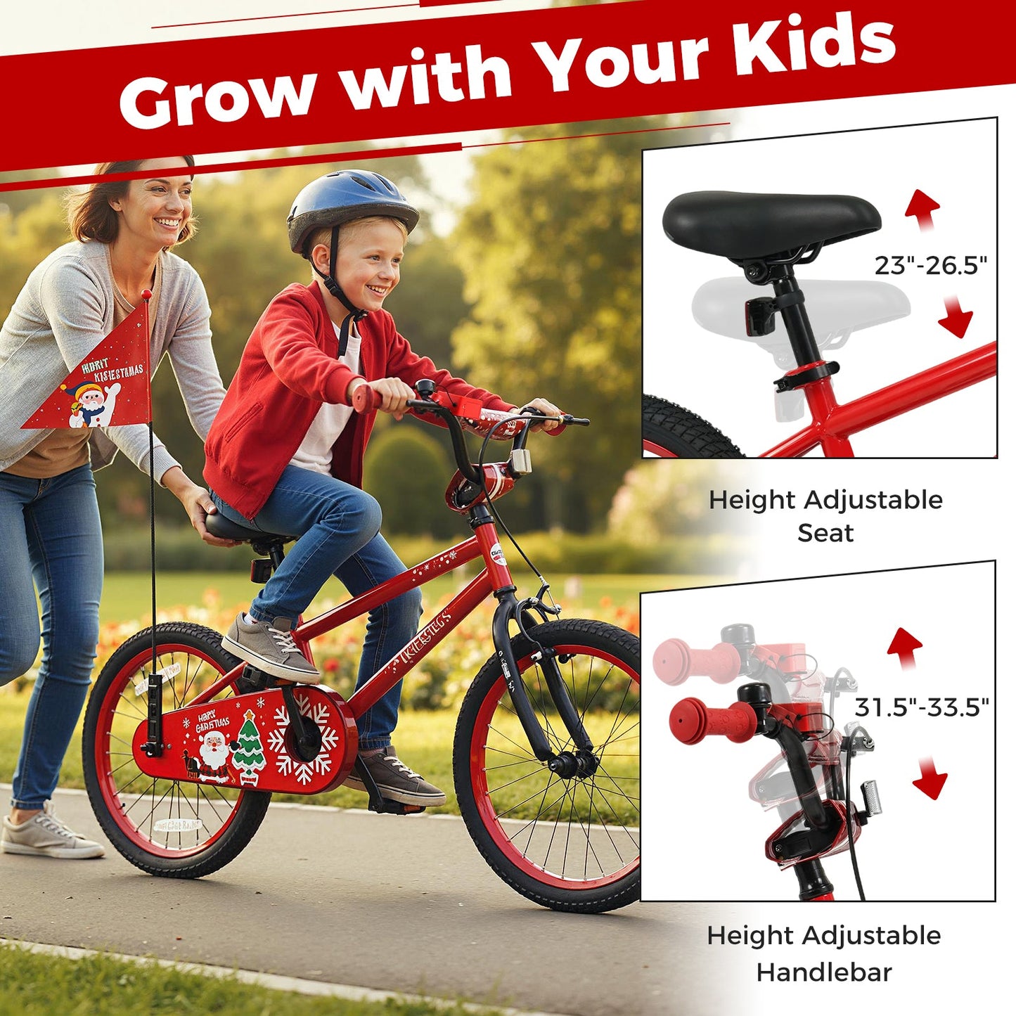 Kids Bike 12-18 Inch with Training Wheels & Christmas Music
