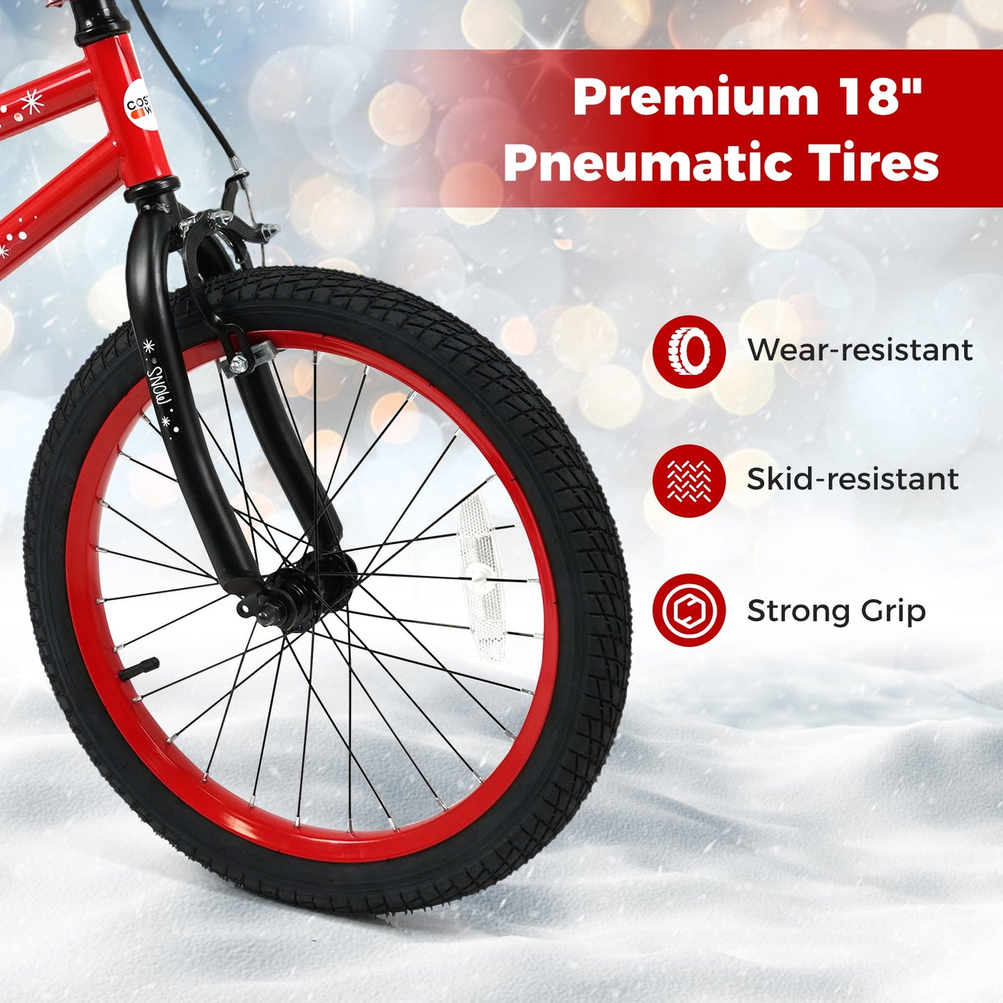 Kids Bike 12-18 Inch with Training Wheels & Christmas Music