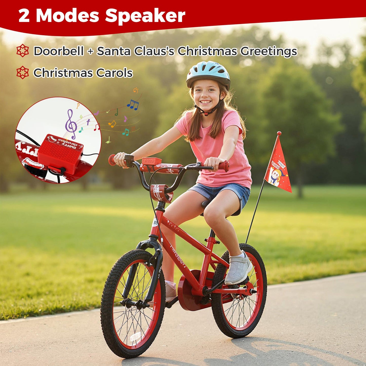 Kids Bike 12-18 Inch with Training Wheels & Christmas Music