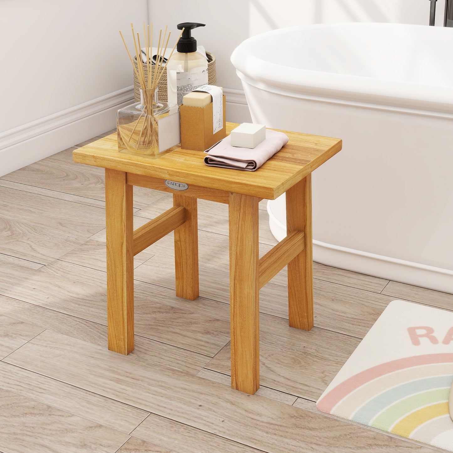 Teak Shower Bench 18 Inch Spa Bath Stool
