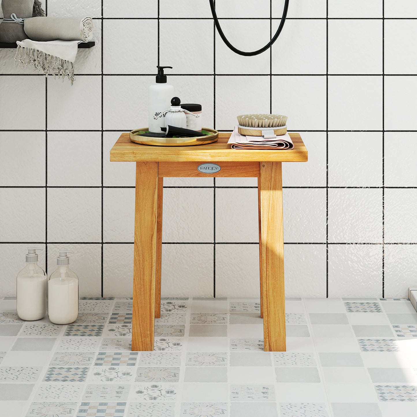 Teak Shower Bench 18 Inch Spa Bath Stool