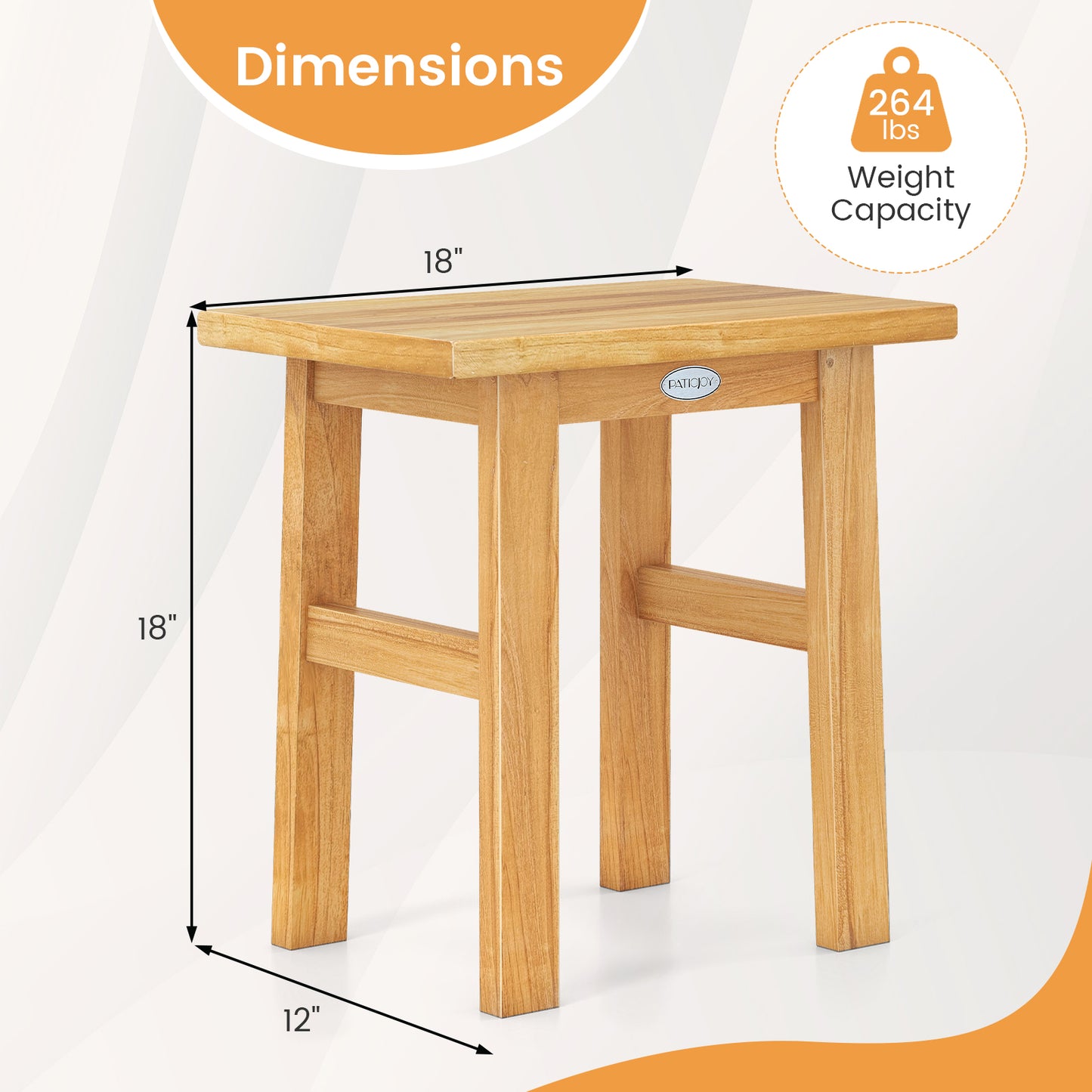 Teak Shower Bench 18 Inch Spa Bath Stool