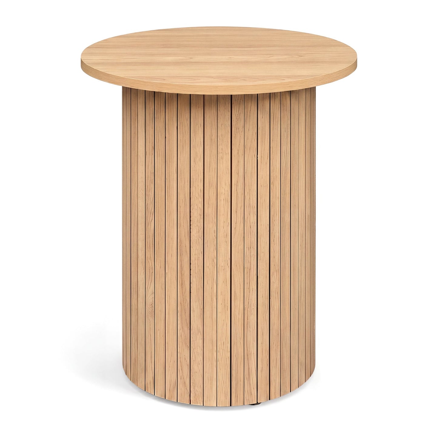 18" Round Fluted Side Table with Pedestal Drum Base