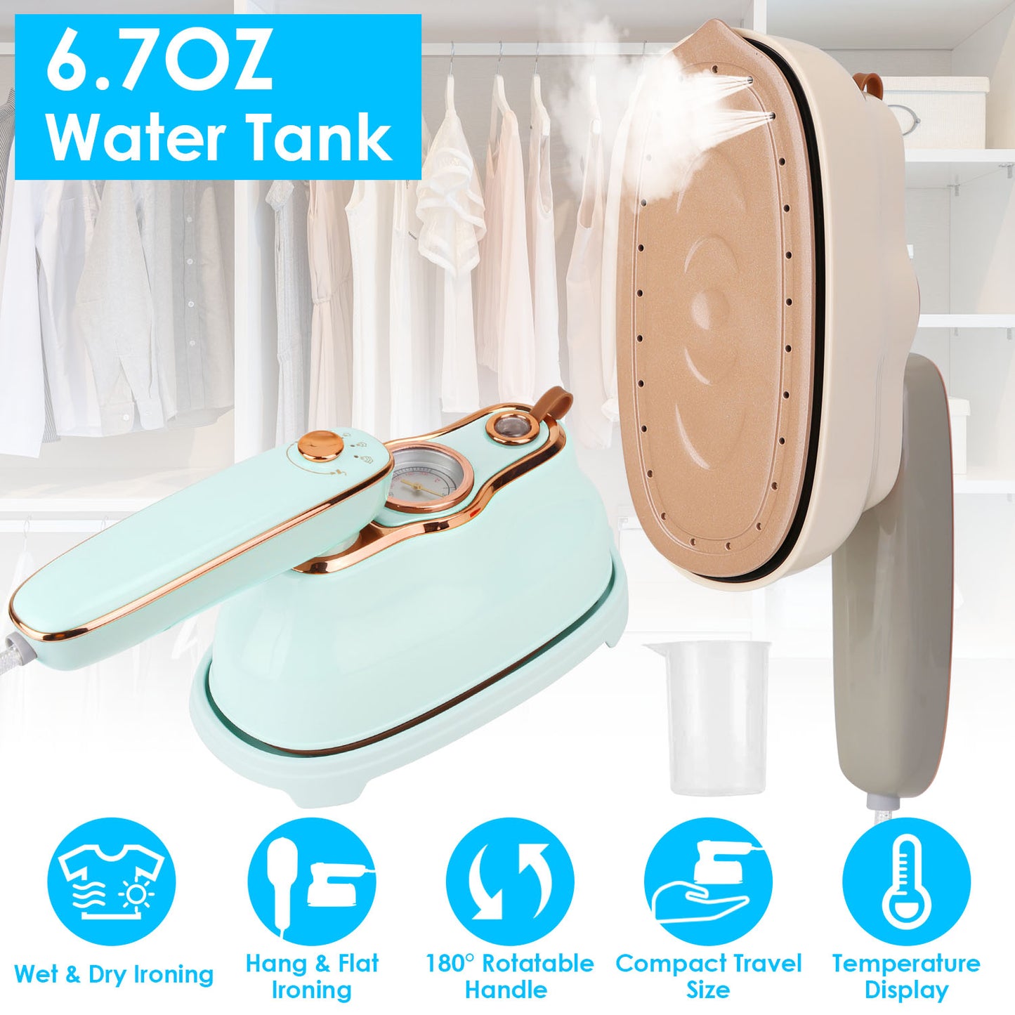 Foldable Handheld Garment Steamer 1200W with Dual Ironing Modes