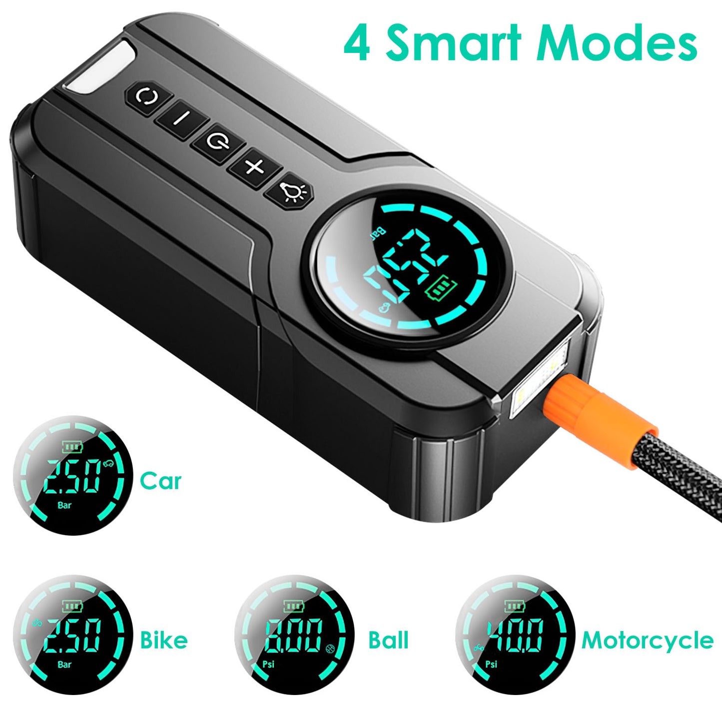 Portable Tire Inflator 150 PSI Wireless Air Compressor with LED