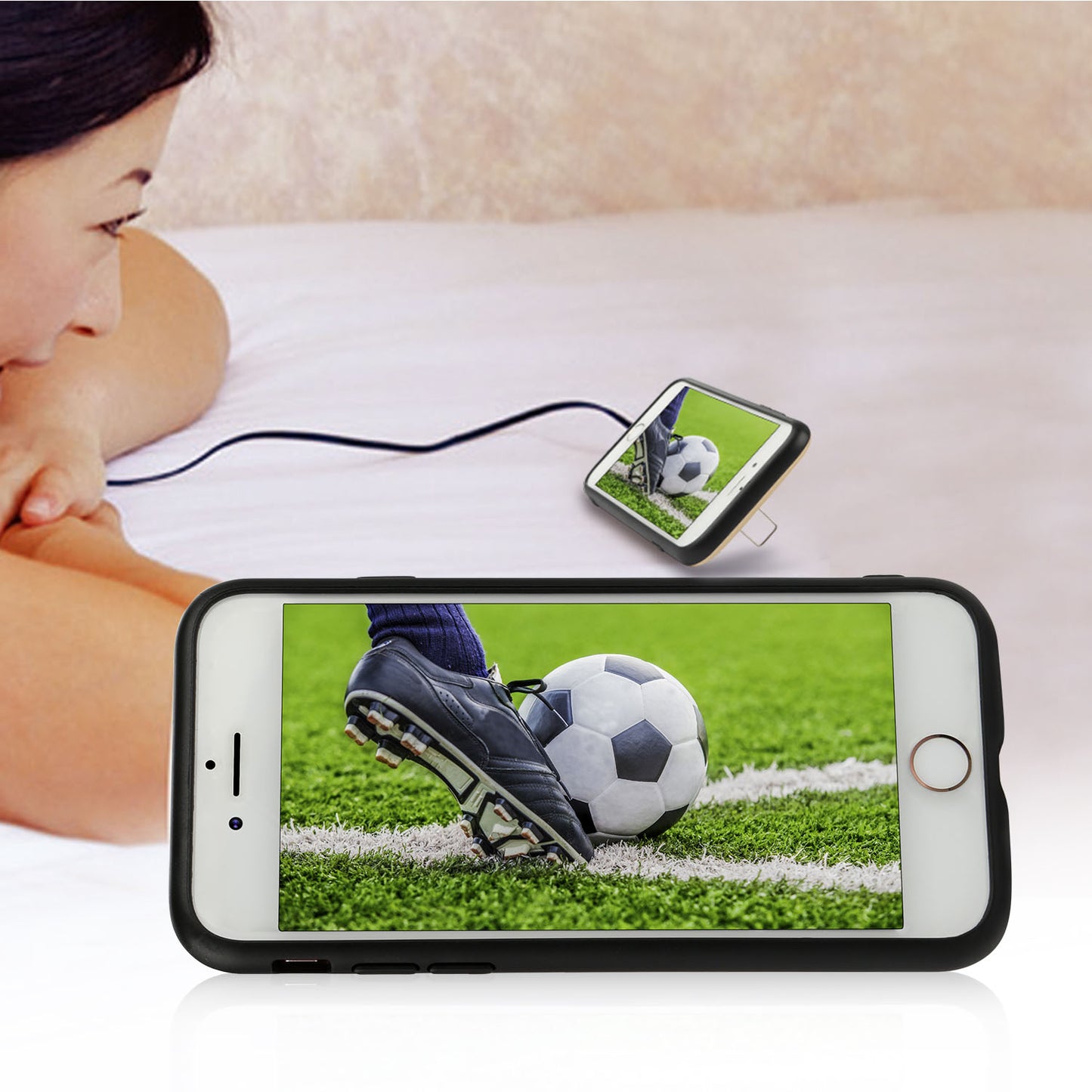 iPhone 8 Case with Finger Strap and Kickstand