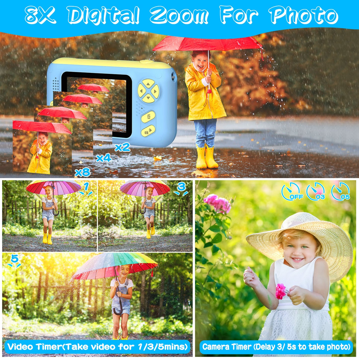 Kids Digital Camera with Flip Lens & 2.4" Screen