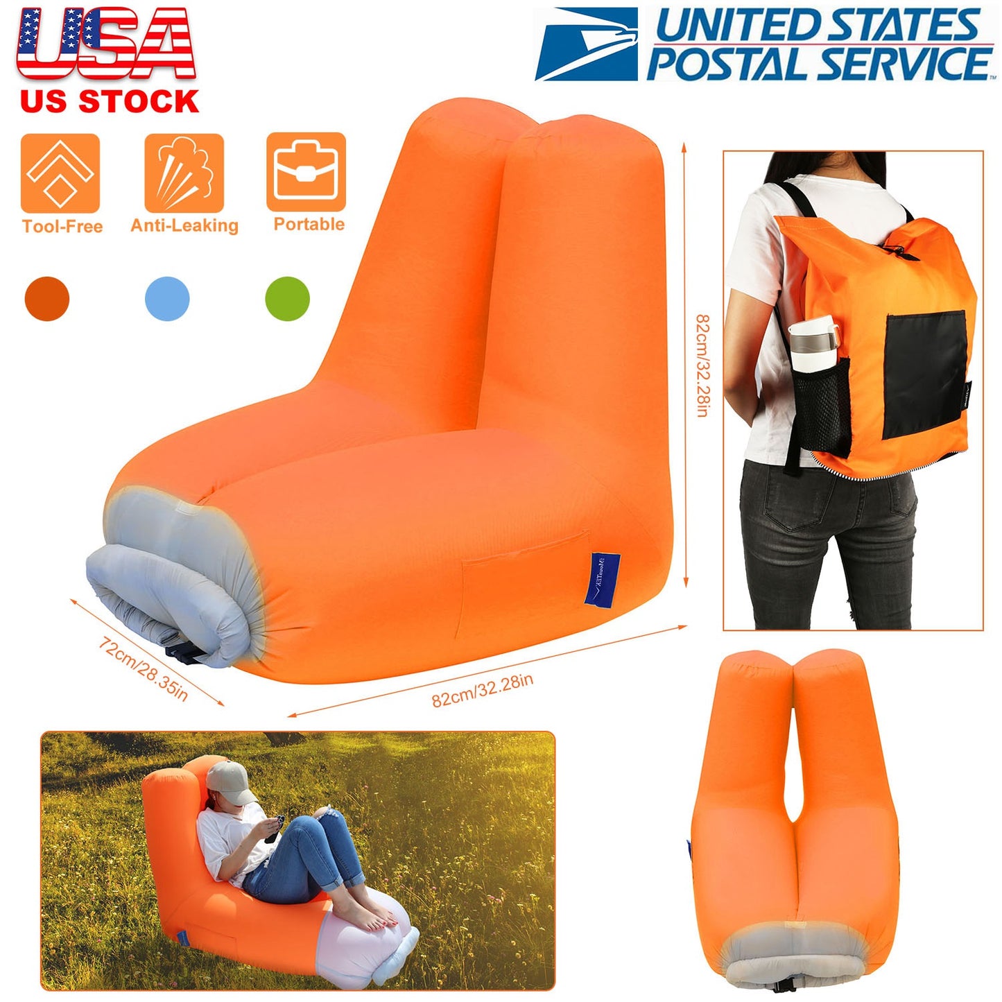 Inflatable Lounger Air Sofa with Portable Carry Bag
