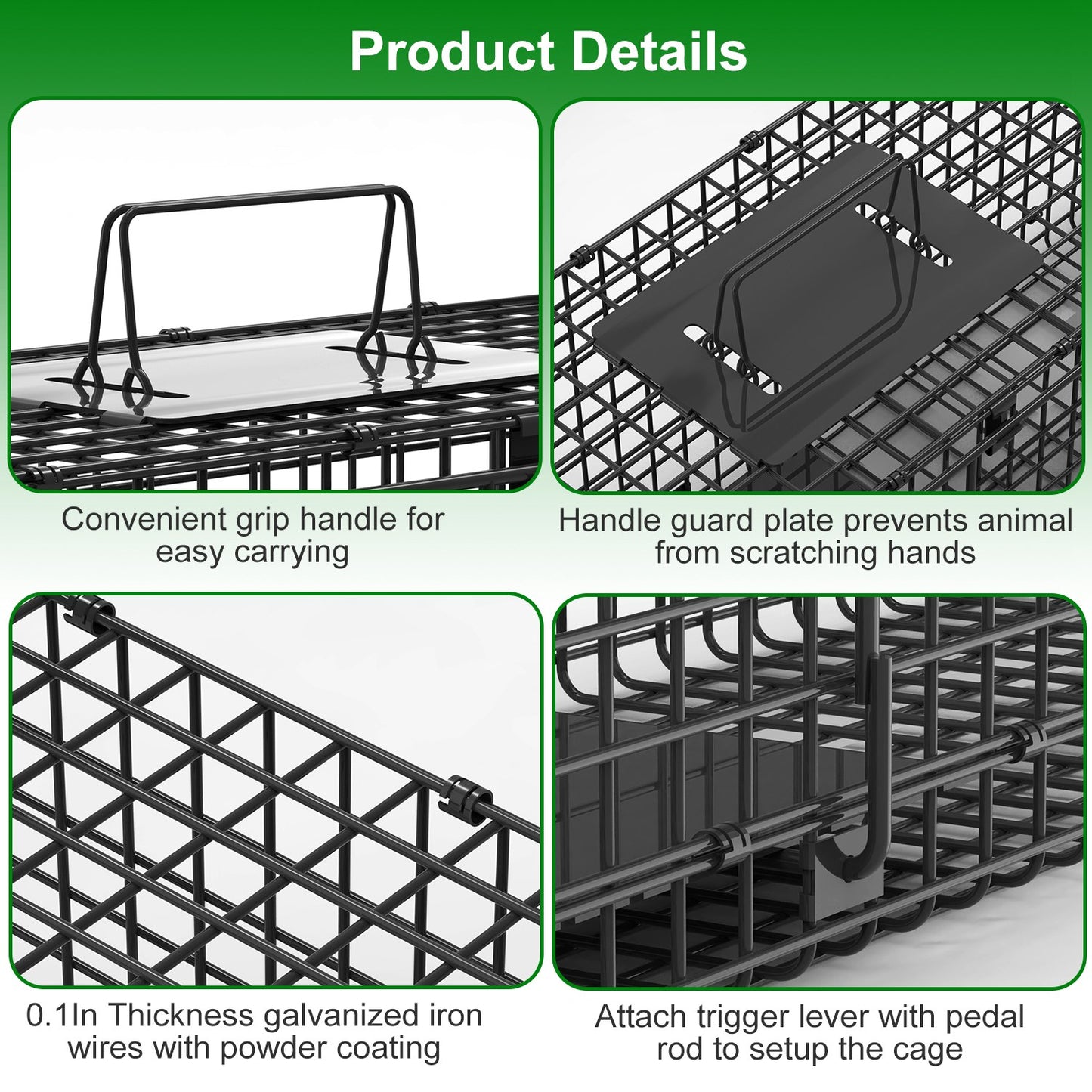 40in Humane Live Animal Trap Cage for Raccoons & Opossums