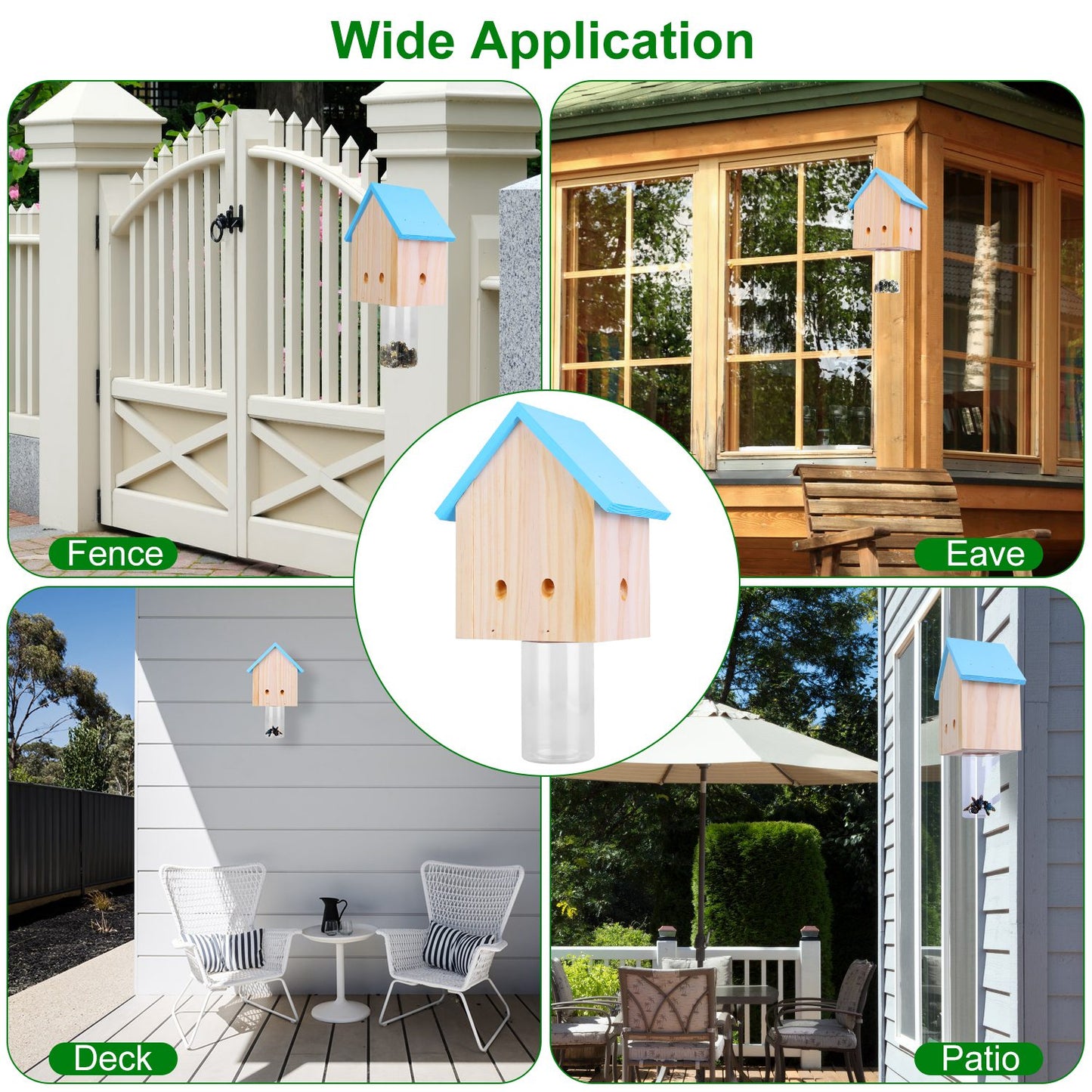 Carpenter Bee Trap - Natural Pine Wood Outdoor Hanging