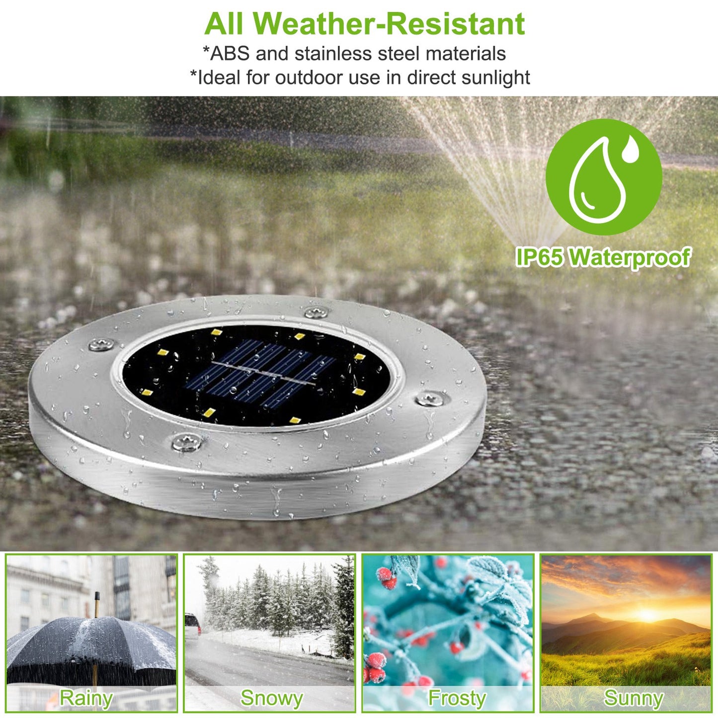 Solar Powered Ground Lights 4-Pack Waterproof Outdoor Path