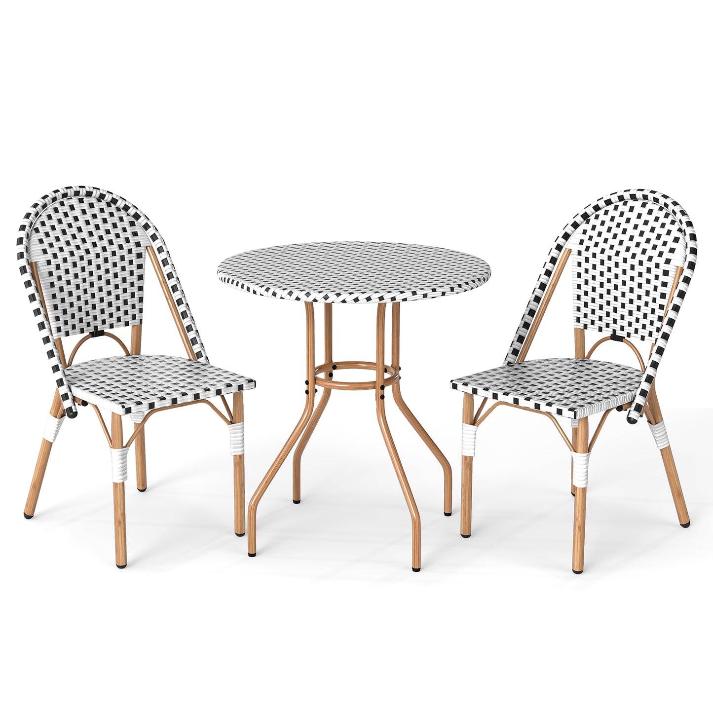 3-Piece Bistro Patio Dining Set with Round Table & 2 Chairs