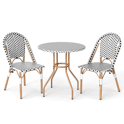 3-Piece Bistro Patio Dining Set with Round Table & 2 Chairs