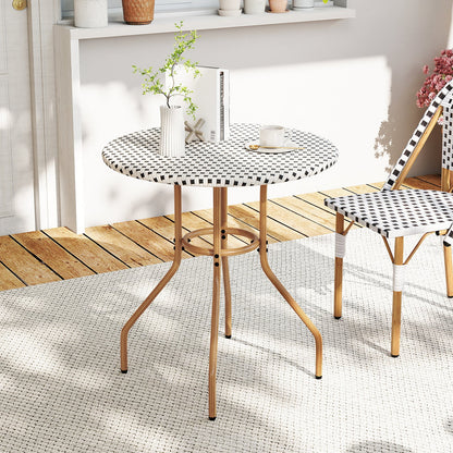 27.5 inch Outdoor Bistro Table with Heavy Duty Metal Frame and Adjustable Foot Pads-white