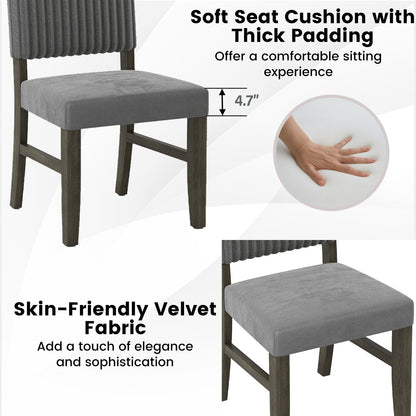 Mid-Century Velvet Dining Chairs Set of 2 - Grey