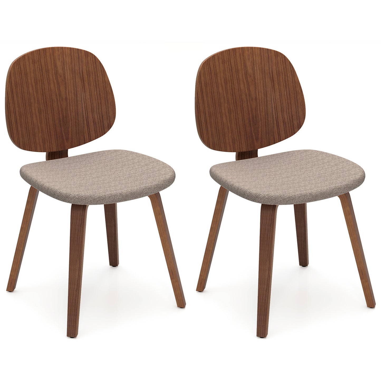 Bentwood Dining Chairs Set of 2 with Padded Seats - Walnut