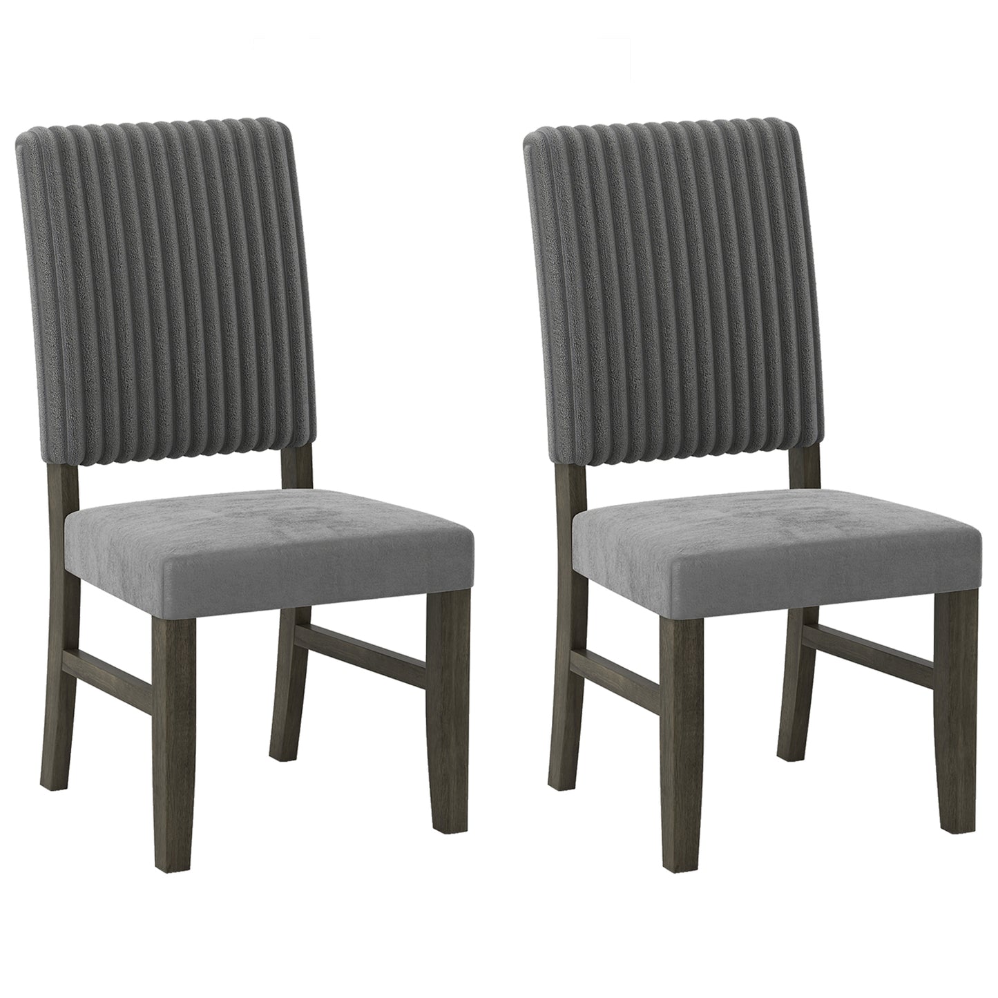 Mid-Century Velvet Dining Chairs Set of 2 - Grey