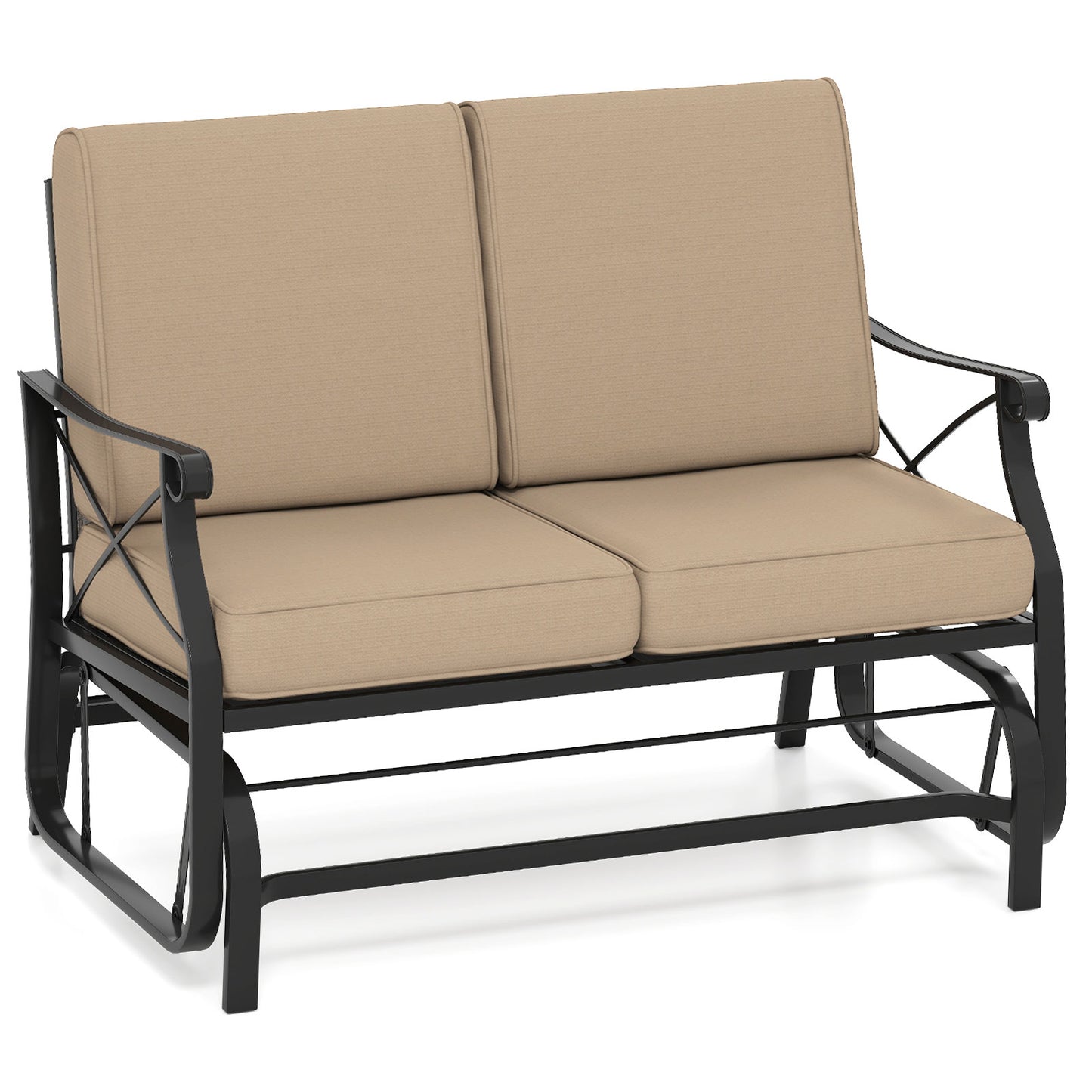 2-Person Glider Loveseat with Cushions for Outdoor Patio