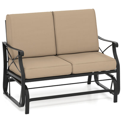 2-Person Glider Loveseat with Cushions for Outdoor Patio