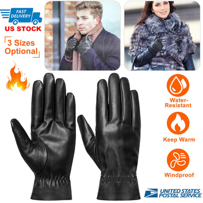 Unisex Leather Winter Warm Gloves Outdoor Windproof Soft Gloves Cycling Skiing Running Cold Winter Gloves
