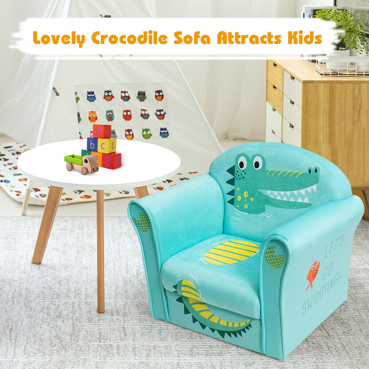 Kids Astronaut Armrest Upholstered Sofa Chair