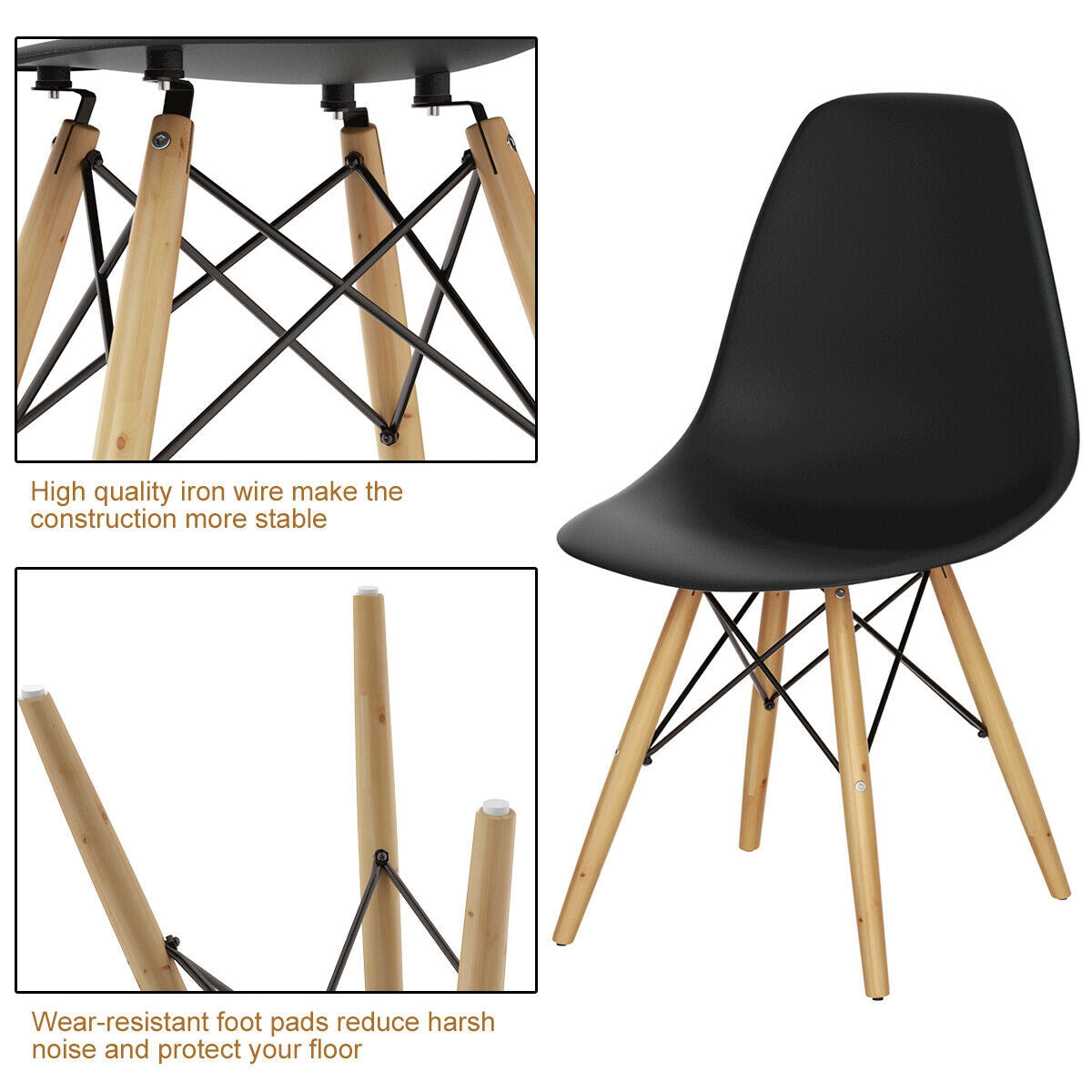 Mid-Century Modern Dining Side Chair Set of 2