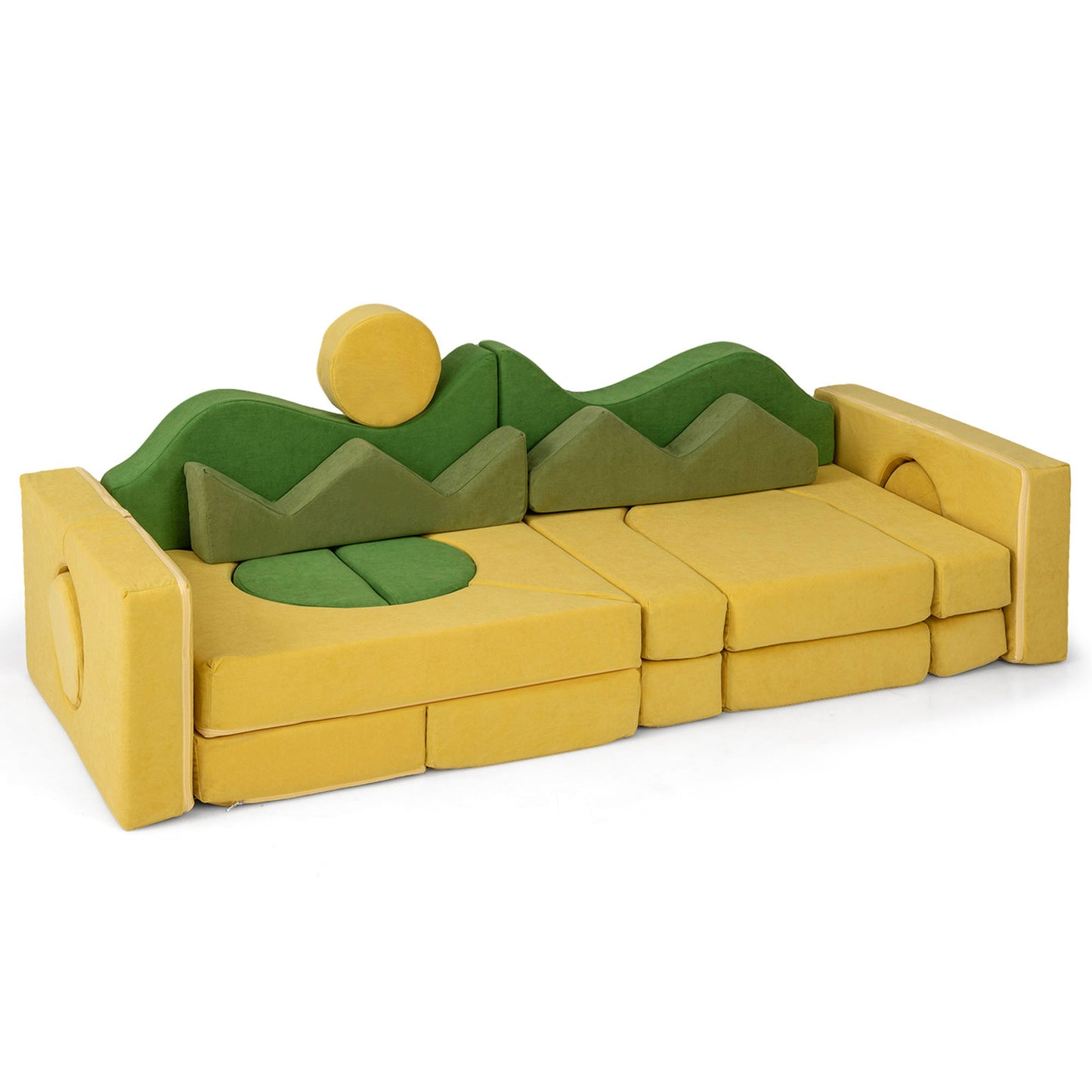 19-Piece Modular Kids Play Couch with Washable Velvet Cover