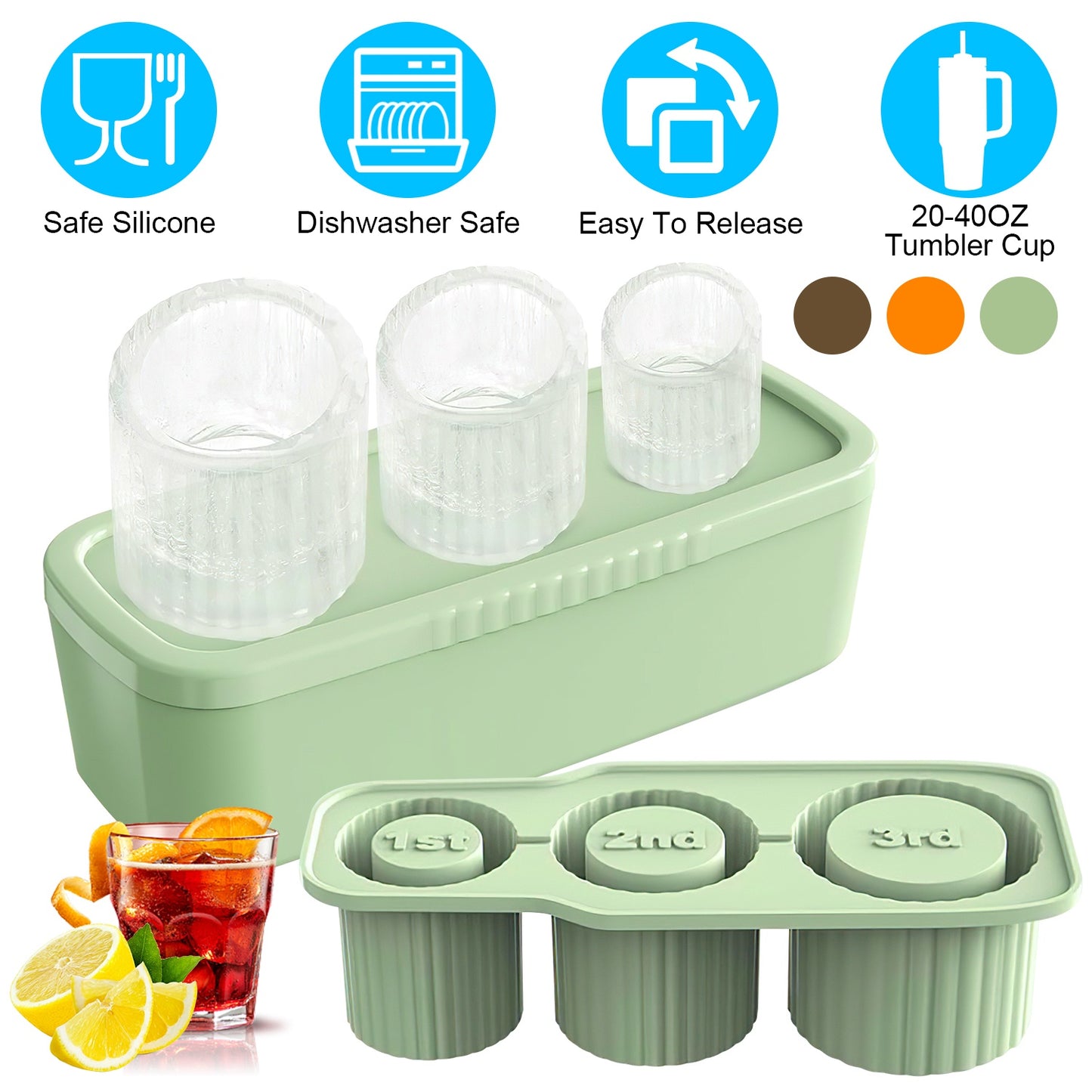Hollow Cylinder Ice Cube Tray for Stanley Tumblers 20-40oz