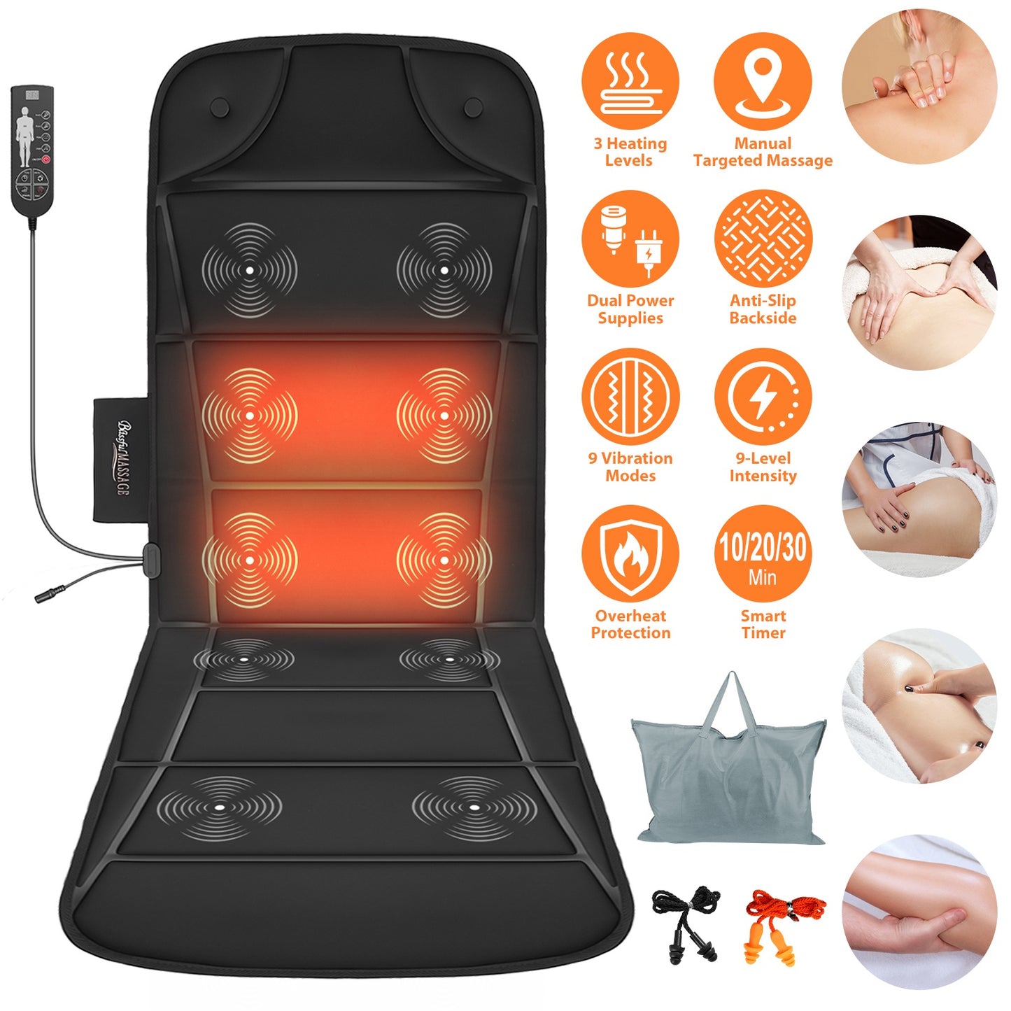 Full Body Vibration Massage Mat with Heat & 10 Motors