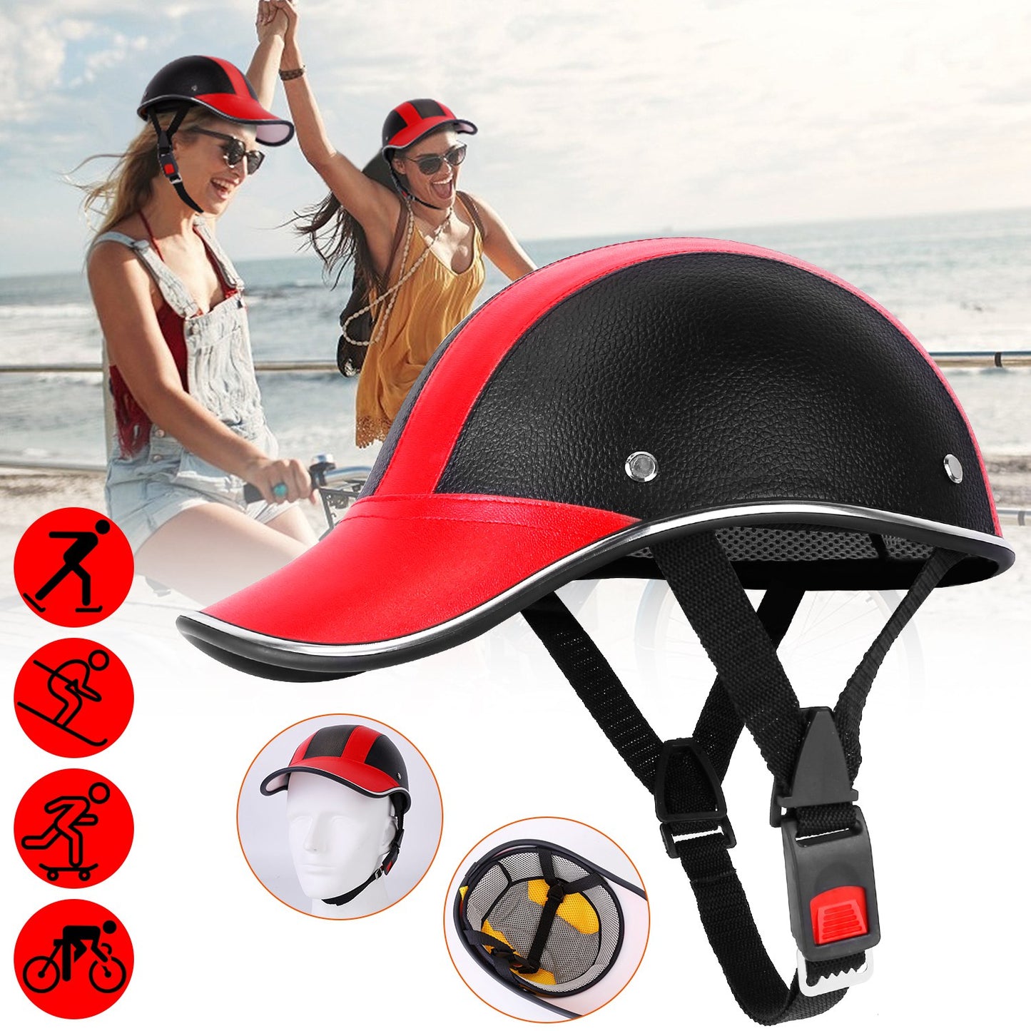 Bicycle Helmet with Sunshade Brim – Adjustable Safety Cap