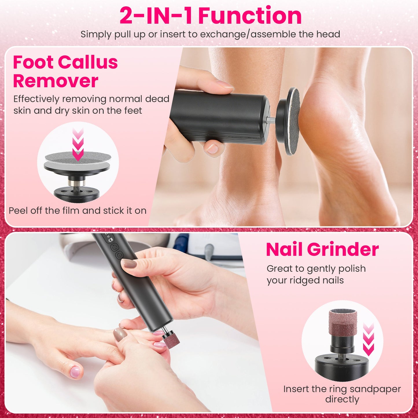 Electric Foot Callus Remover with Nail Grinder & 40 Discs